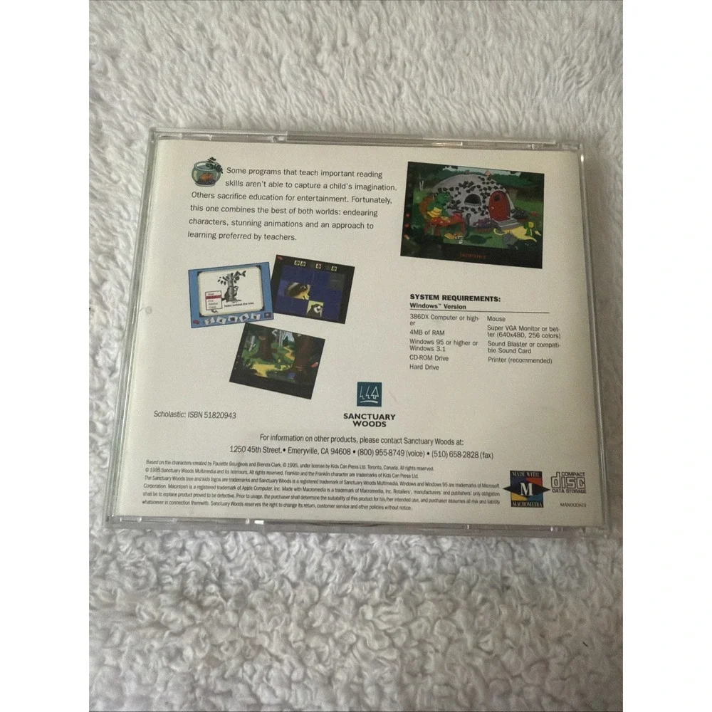 1995 Franklins Reading World PC CD ROM Reading Education Turtles WIN CIB